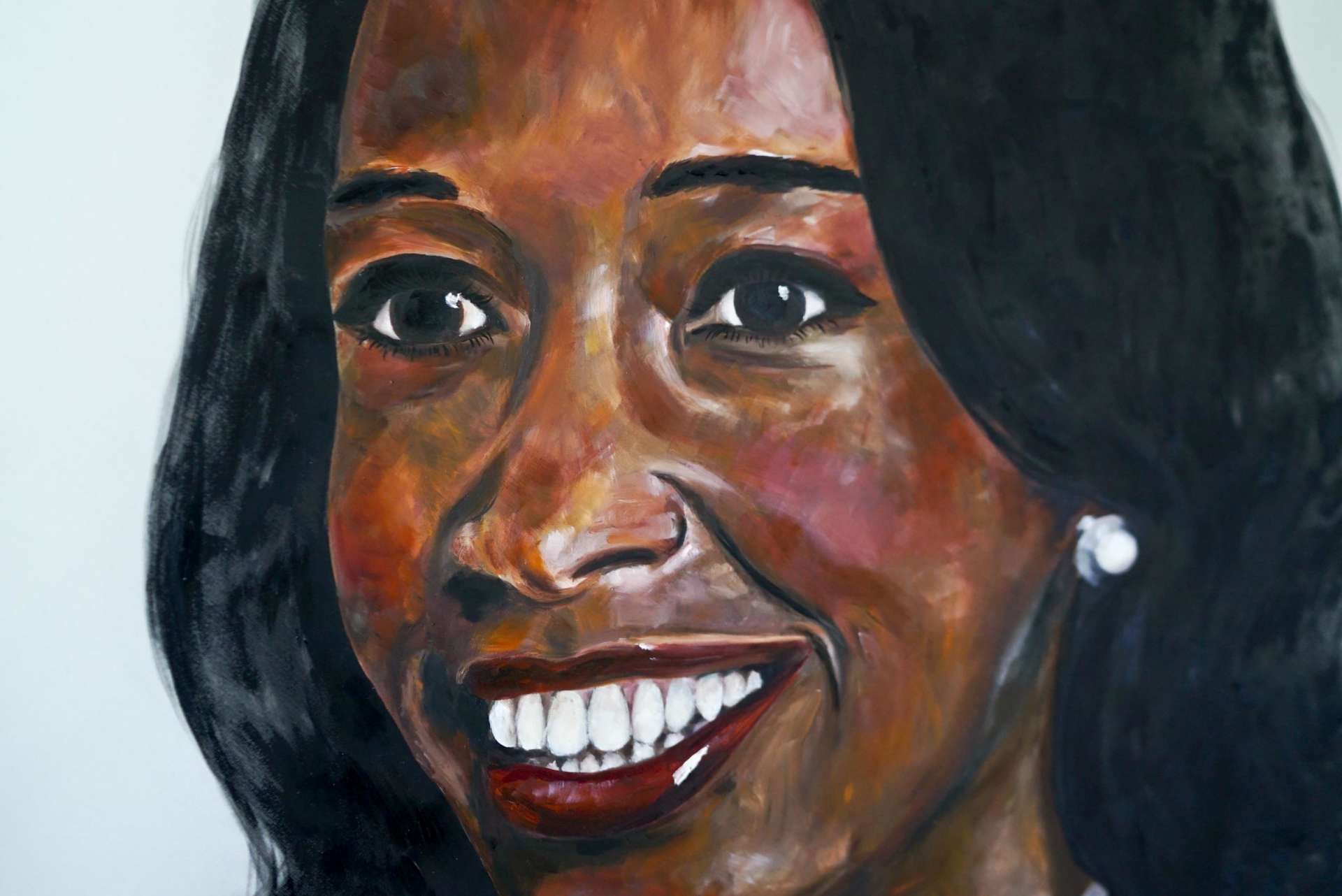 Dr Patricia Bath painting portrait by Anya Vero in oil on silk
